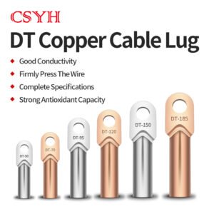 DT Copper Cable Lug Wiring Terminal DT 6-300mm² Wire Battery Connection Protection Electrical Pure Copper Tinned Cable Terminal