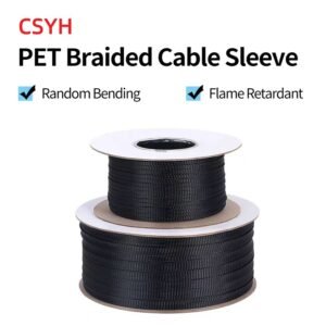 Flame Retardant PET Expandable Braided Cable Sleeve Pet Braided Mesh Tube Black Nylon Encrypted Telescopic Tube Flatten 3-100mm